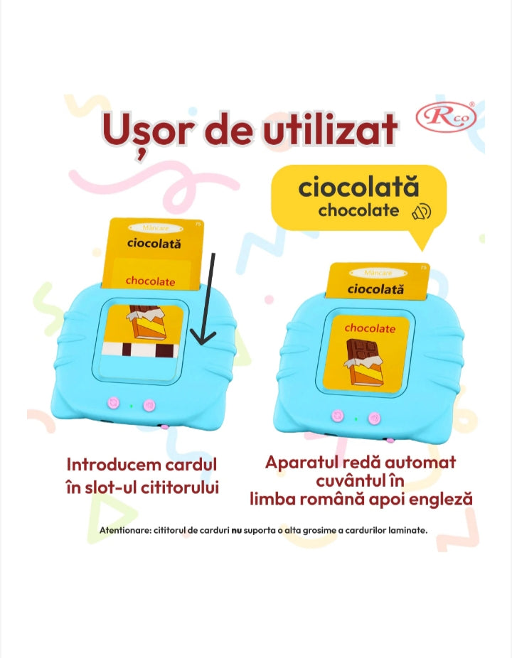 Jucărie de învățare a cuvintelor - Cititor de carduri interactive pentru copii