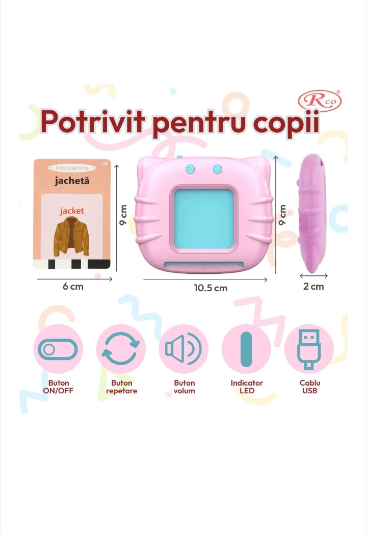 Jucărie de învățare a cuvintelor - Cititor de carduri interactive pentru copii