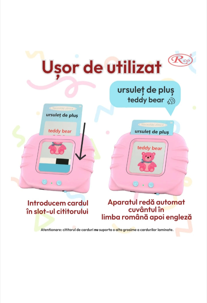 Jucărie de învățare a cuvintelor - Cititor de carduri interactive pentru copii